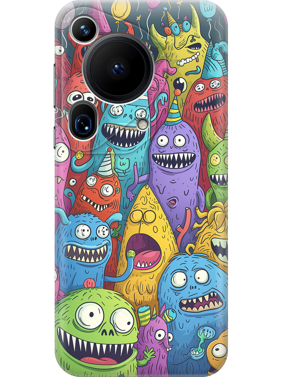 

Силиконовый чехол на Huawei Pura 70 Ultra с принтом "Веселые монстрики", Прозрачный;голубой;зеленый;черный, 782625872