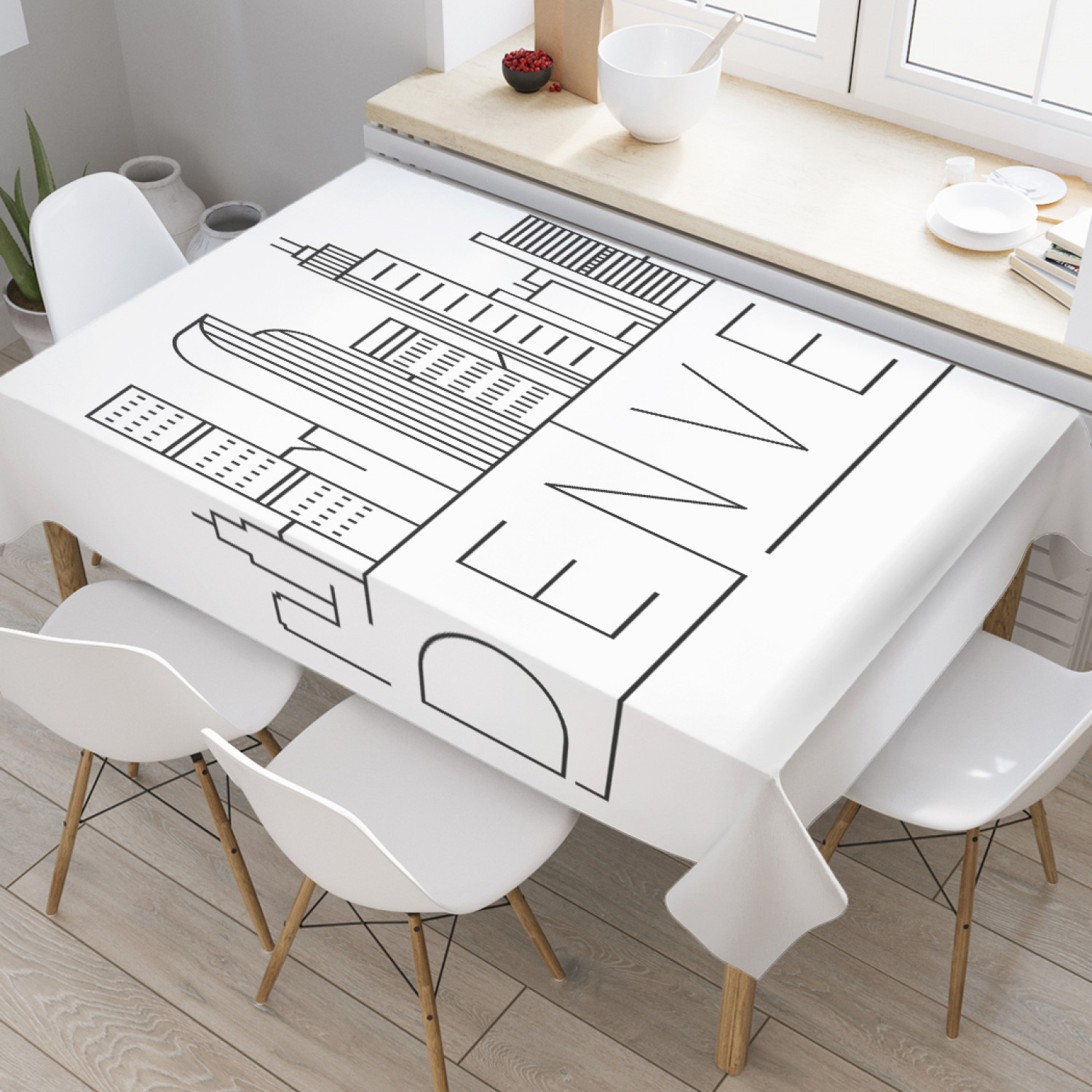 

Скатерть прямоугольная JoyArty "Денвер в графике" из оксфорда, 180x145 см, Белый, Денвер в графике