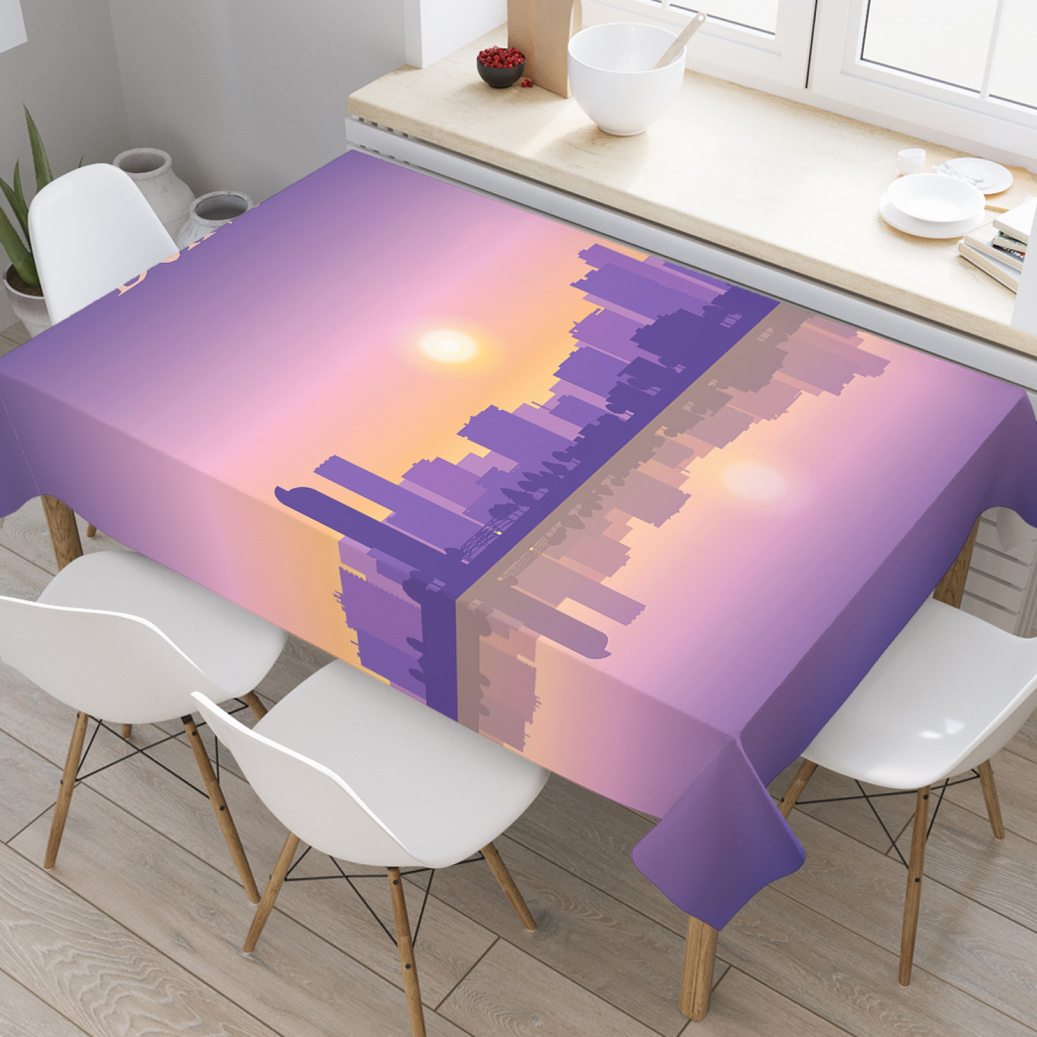 

Скатерть прямоугольная JoyArty "Утренний Денвер" из оксфорда, 180x145 см, Фиолетовый, Утренний Денвер