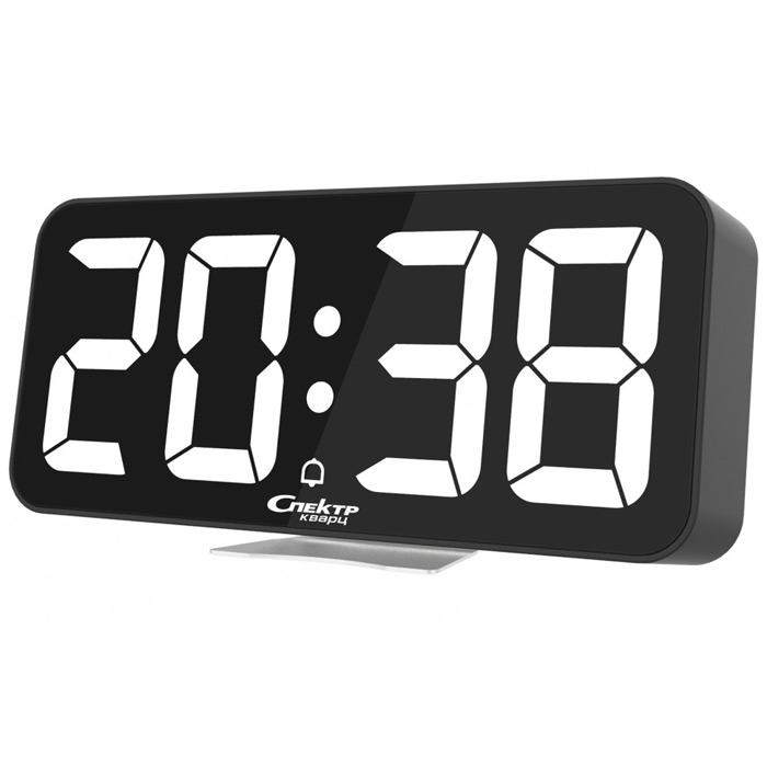 Кварцевый светящийся будильник с термометром и цифровой индикацией Спектр СК3210-Ч-Б