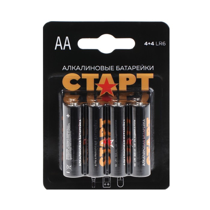 

Батарейка алкалиновая СТАРТ, AA, LR6-8BL, 1.5В, блистер, 8 шт.
