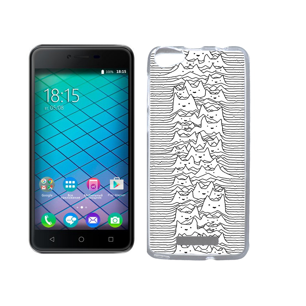 

Чехол MyPads Tocco для BQ 5059 Strike Power черно белые коты 3D, Прозрачный, Tocco