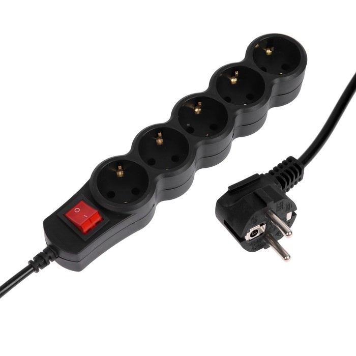 Сетевой фильтр 5bites SP5B-250 5S, 5 розеток, 5 м, 10 А, 3х0.75 мм2, с выкл., черный
