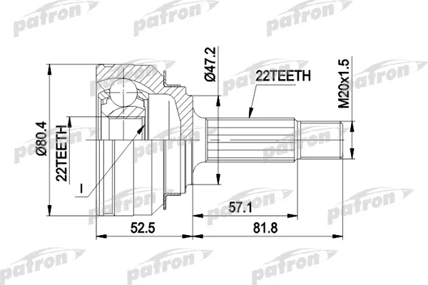 ШРУС наружн к-кт 22x45x22 SKODA: FELICIA, FAVORIT, FORMAN PATRON PCV1158