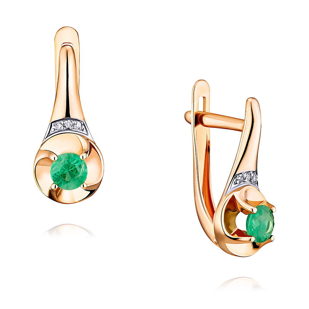 

Серьги из красного золота с бриллиантом/изумрудом ADAMAS 2452757/02-А50Д-433, 2452757/02-А50Д-433