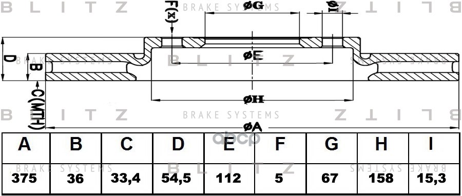 

Диск Пер.Mercedes X166 11=> 1664210912 Blitz^Bs0455 Blitz арт. BS0455