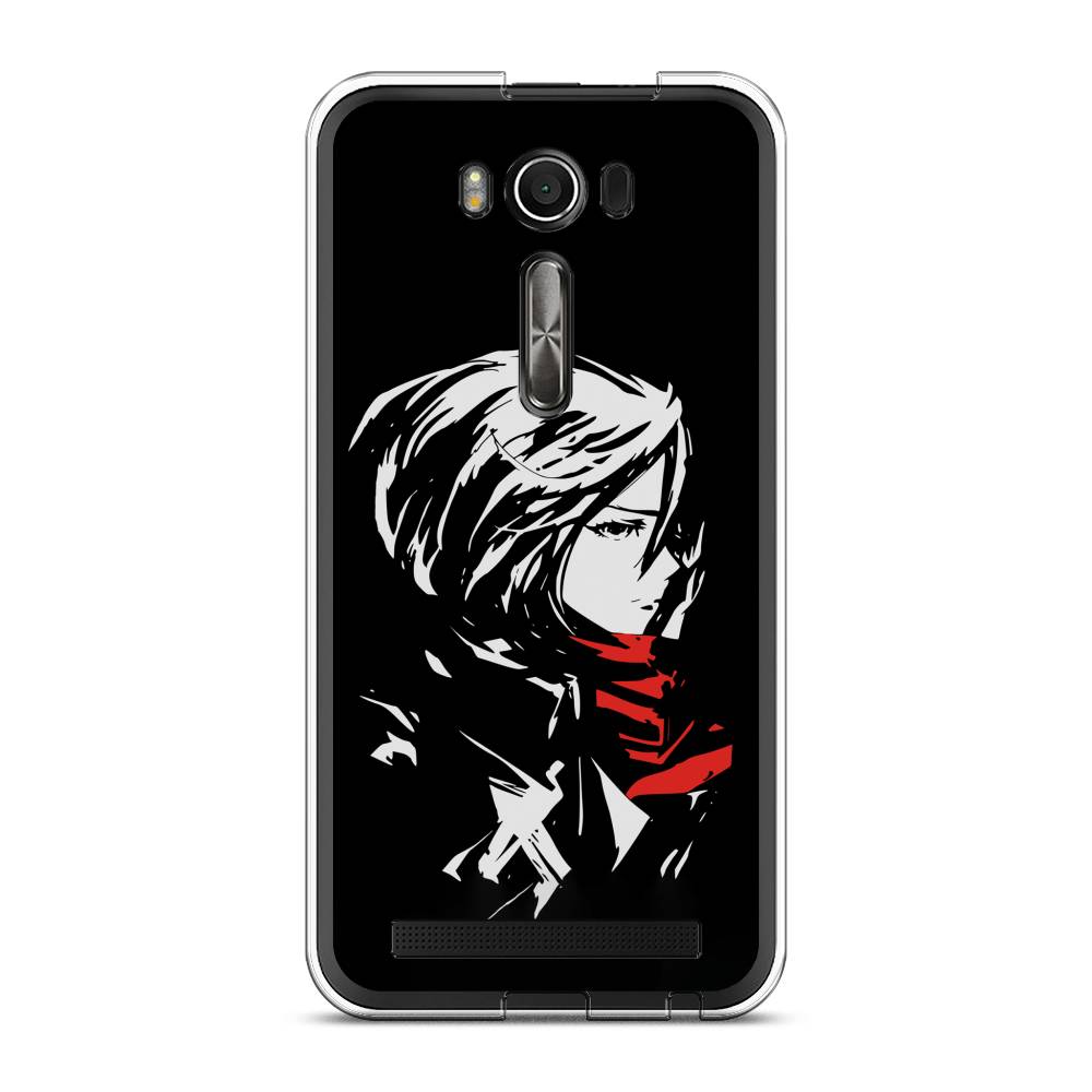 

Чехол на Asus Zenfone 2 Laser ZE500KL "Микаса минимализм", Черный;серый;красный, 40150-4