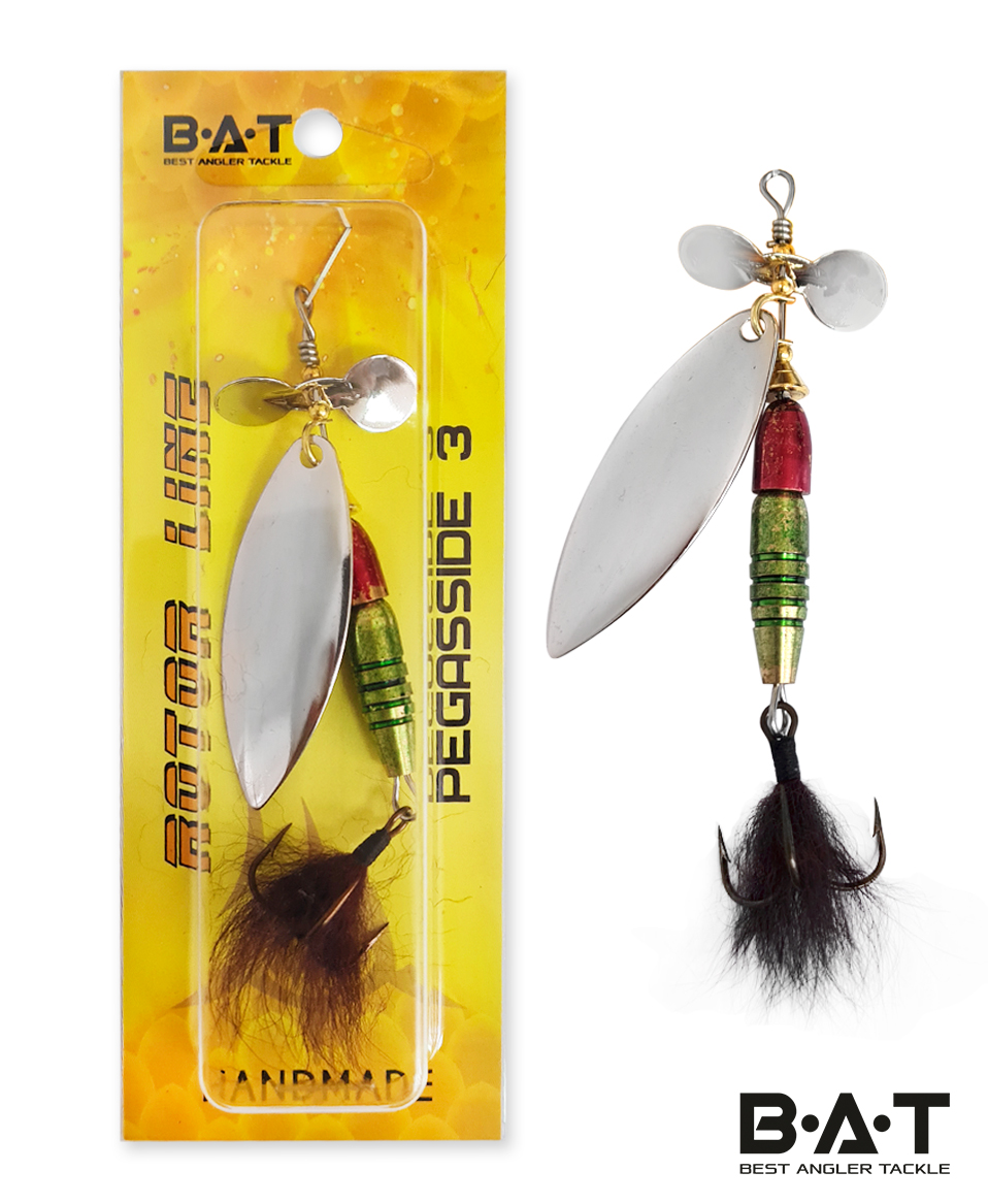 

Блесна вертушка BAT HM PEGASSIDE 3 Size:70mm 14g VR001, Черный;красный;серебристый, HM