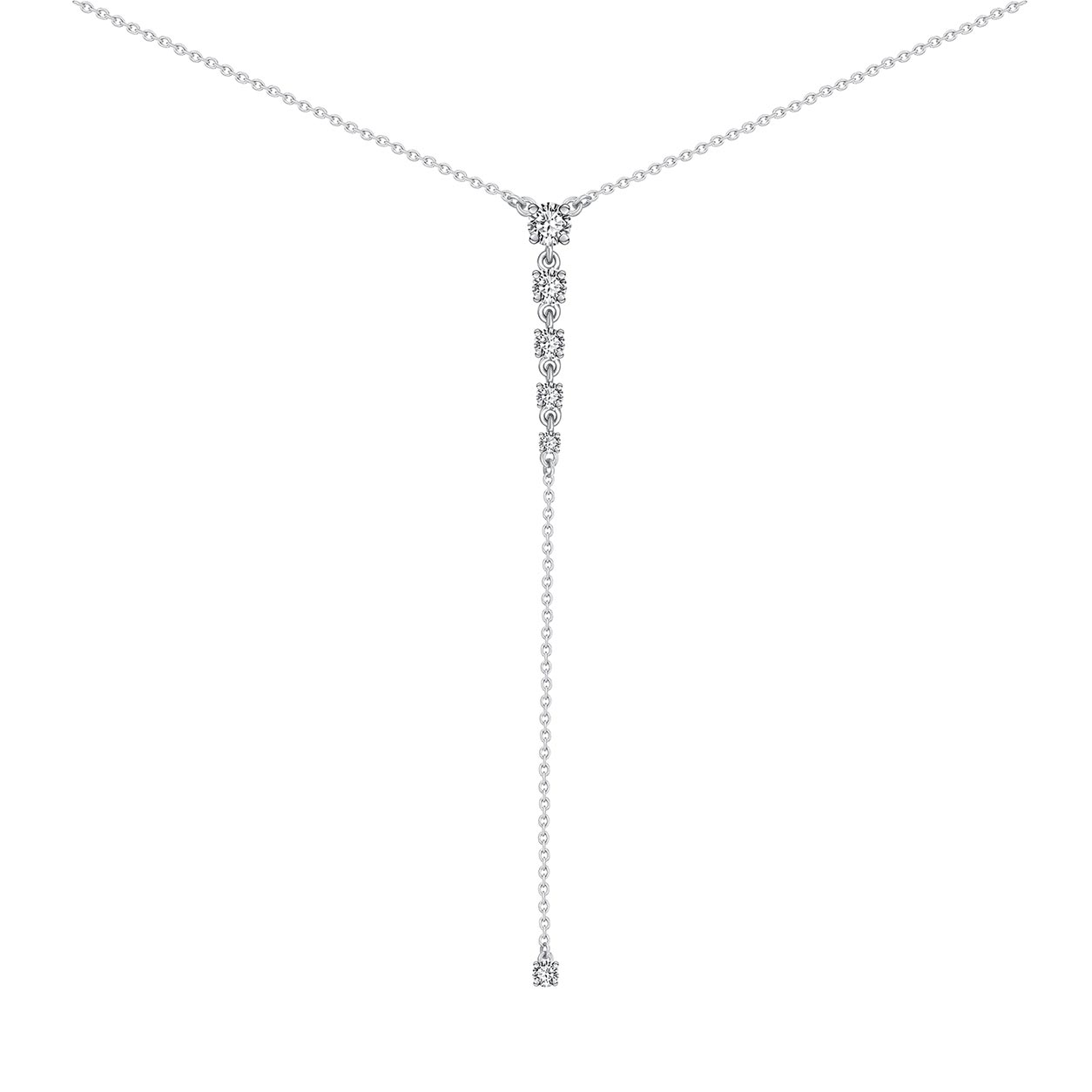 Колье-галстук из серебра 38 см Zolotye uzory 90-69-0028-00, фианит