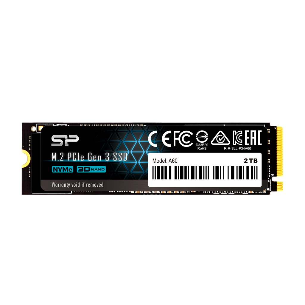 

Твердотельный диск 2TB Silicon Power P34A60, M.2 2280, PCI-E 3x4 R/W - 2200/1600 MB/s, Черный, M-Series