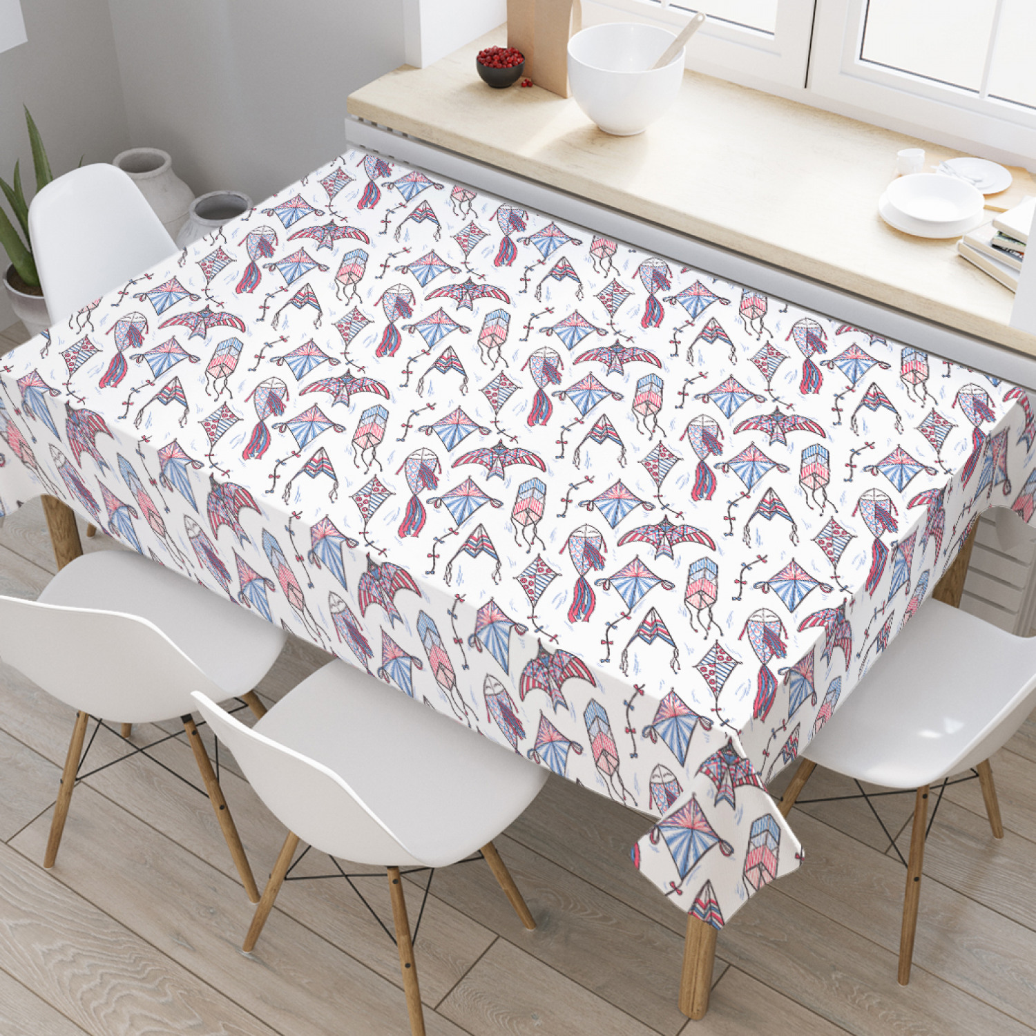 

Скатерть прямоугольная JoyArty "Разнообразие воздушных змей" из оксфорда, 180x145 см, Бежевый, Разнообразие воздушных змей