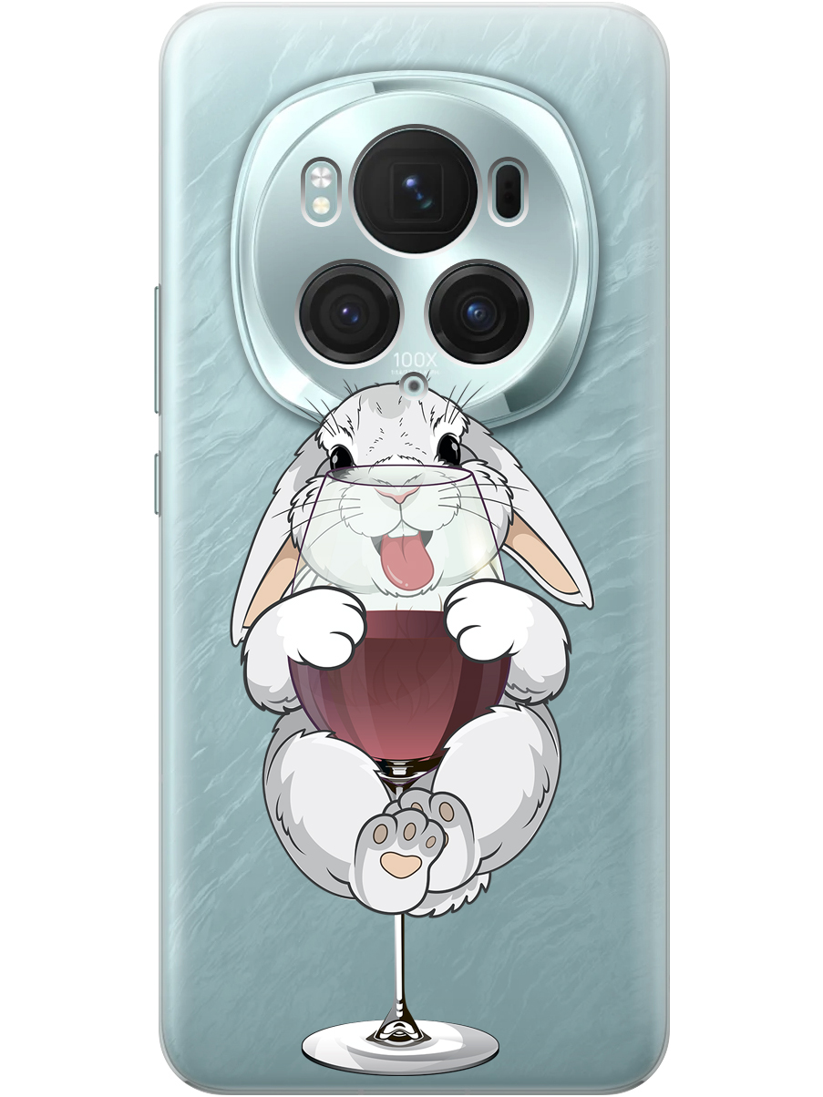 

Силиконовый чехол на Honor Magic6 Pro с принтом "Кролик и бокал", Прозрачный;белый;бордовый, 782623475