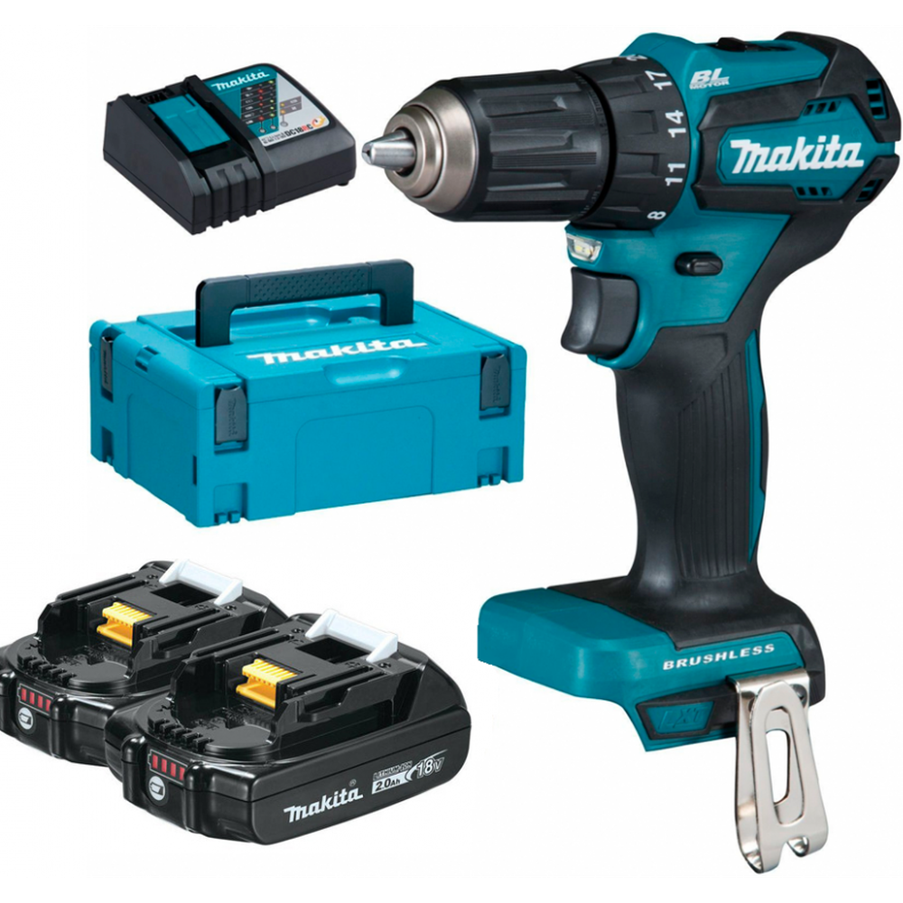 фото Аккумуляторная дрель-шуруповерт makita ddf485raj li-ion 2.0 а·ч 18 в x2 кейс