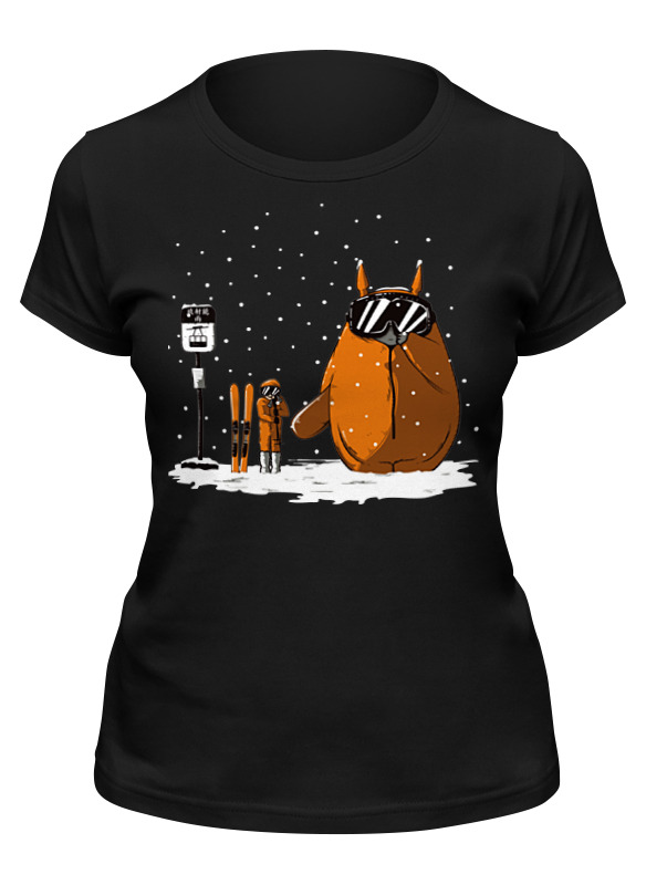 

Футболка женская Printio Тоторо сноубордист черная XL, Черный, Тоторо сноубордист