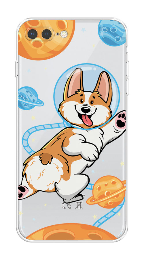 

Чехол на Apple iPhone 8 Plus "Корги-космонавт", Голубой;бежевый;белый, 10950-1