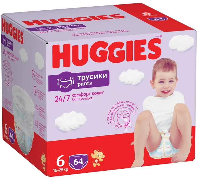 

Трусики для мальчиков и девочек Huggies 6 15-25 кг 64 шт