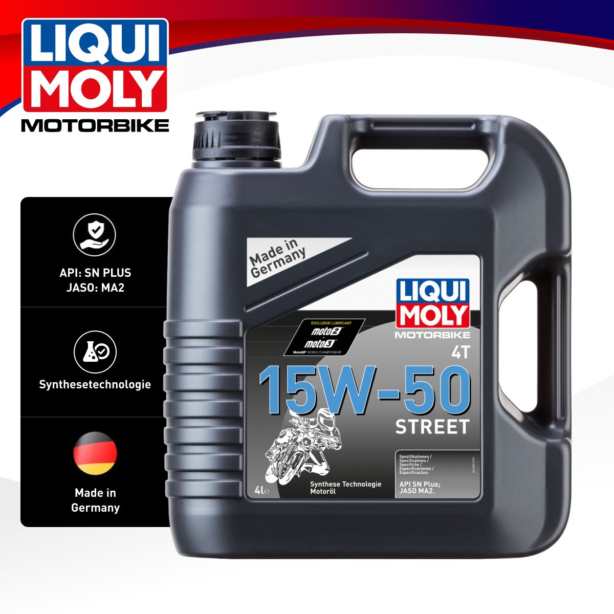 

Моторное масло LIQUI MOLY Motorbike 4T Street 15w-50 4л, Motorbike 4T Street