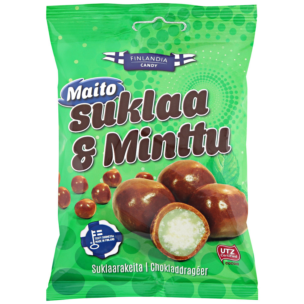 

Драже Finlandia Candy в молочном шоколаде со вкусом мяты 120 г