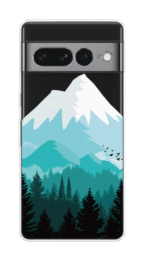 

Чехол на Google Pixel 7 Pro "Синяя снежная гора", Белый;голубой, 271350-2