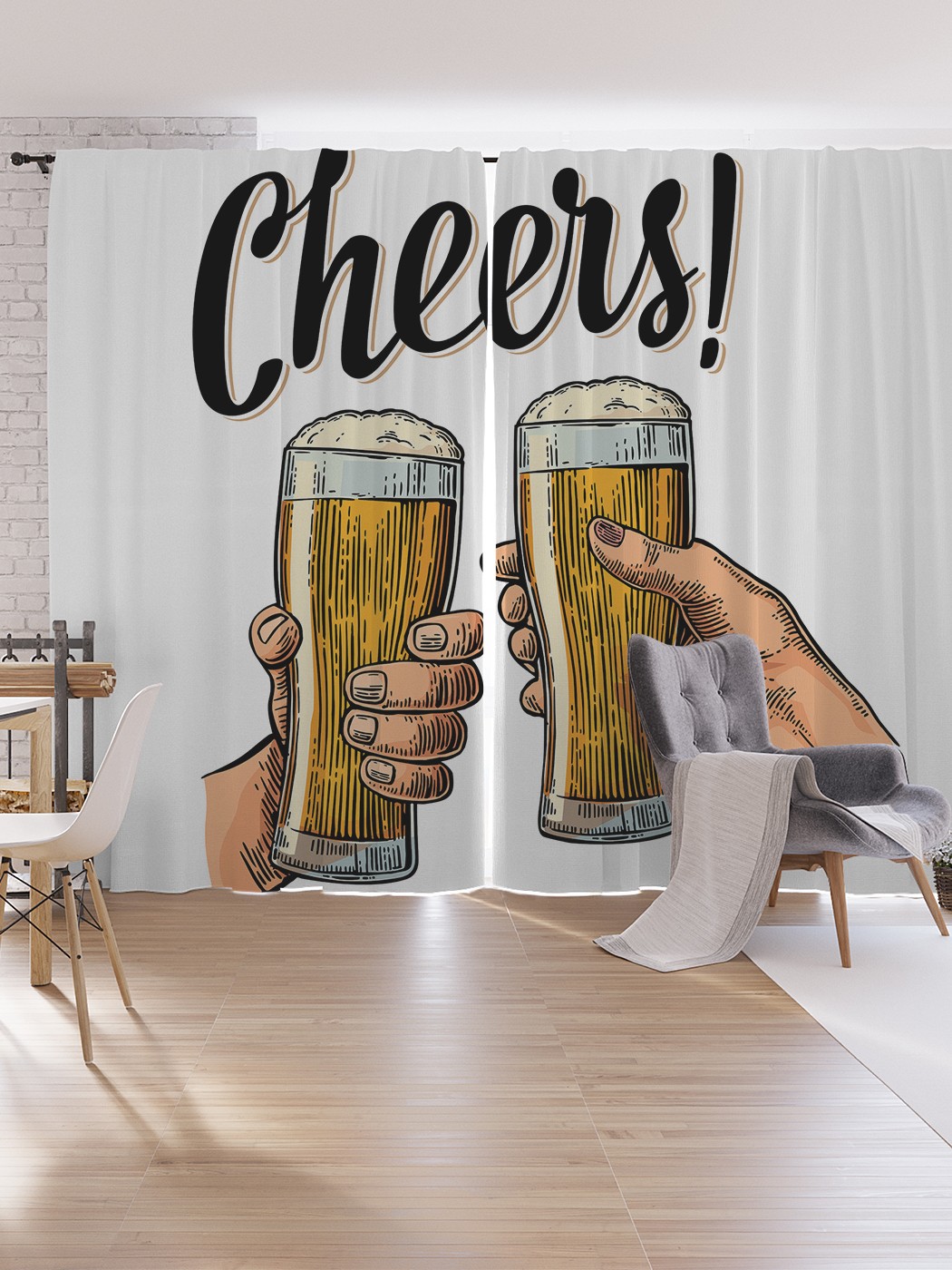 

Шторы под лён JoyArty "Пивной тост", серия Oxford DeLux, 340х265 см, Пивной тост