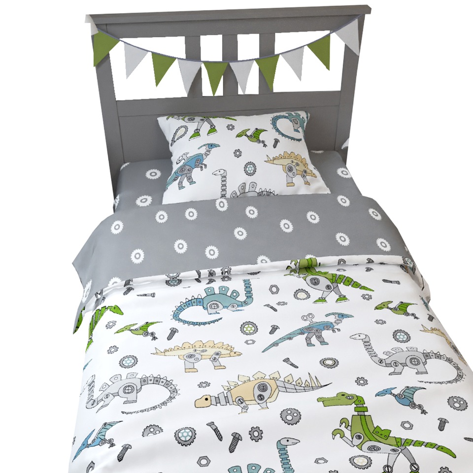 

Комплект в кроватку AmaroBaby 3 пр. 1,5 спальный TIME TO SLEEP (ДИНО, белый), Зеленый, AMARO-3403