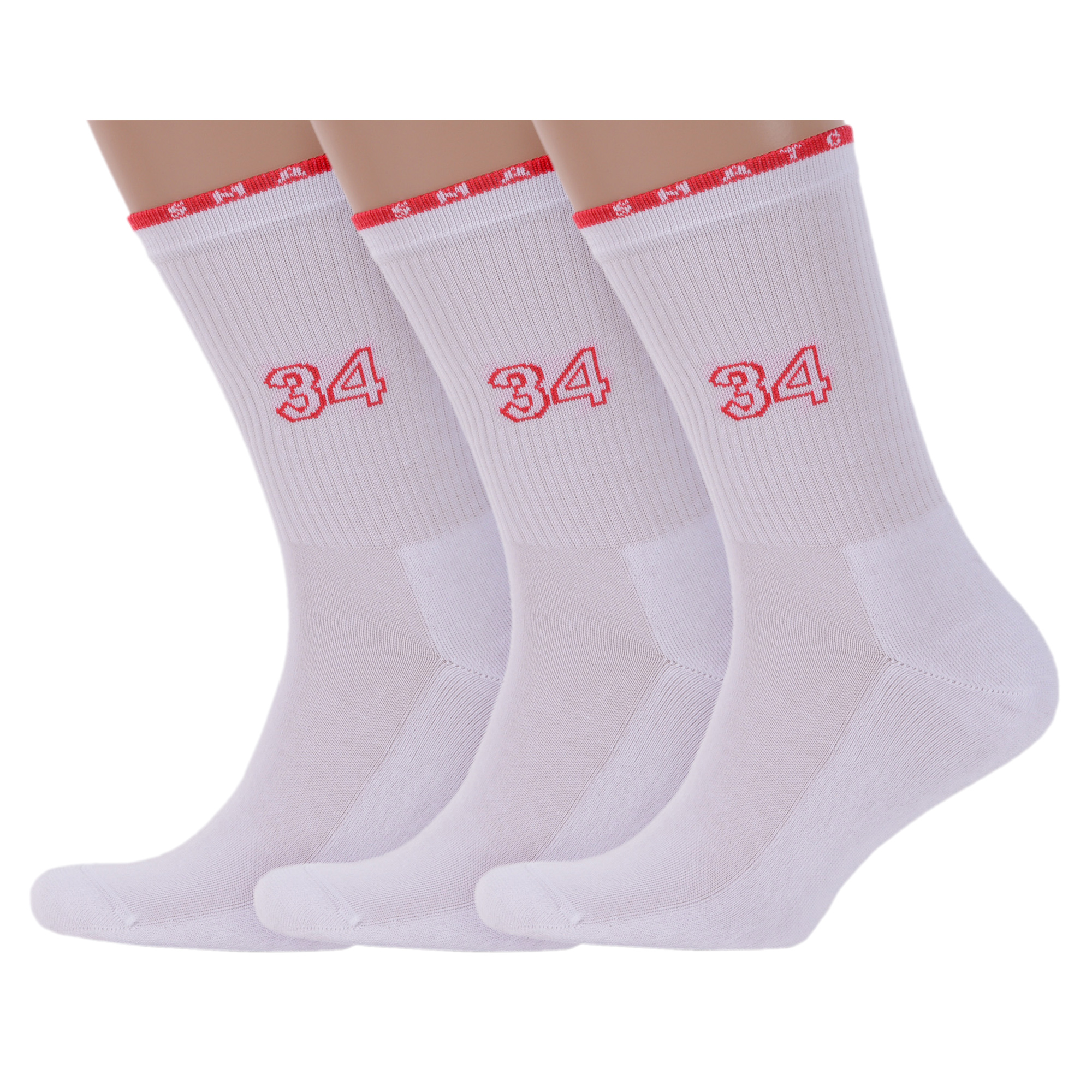 Комплект носков мужских LorenzLine 3-С4М белых; красных 23-25