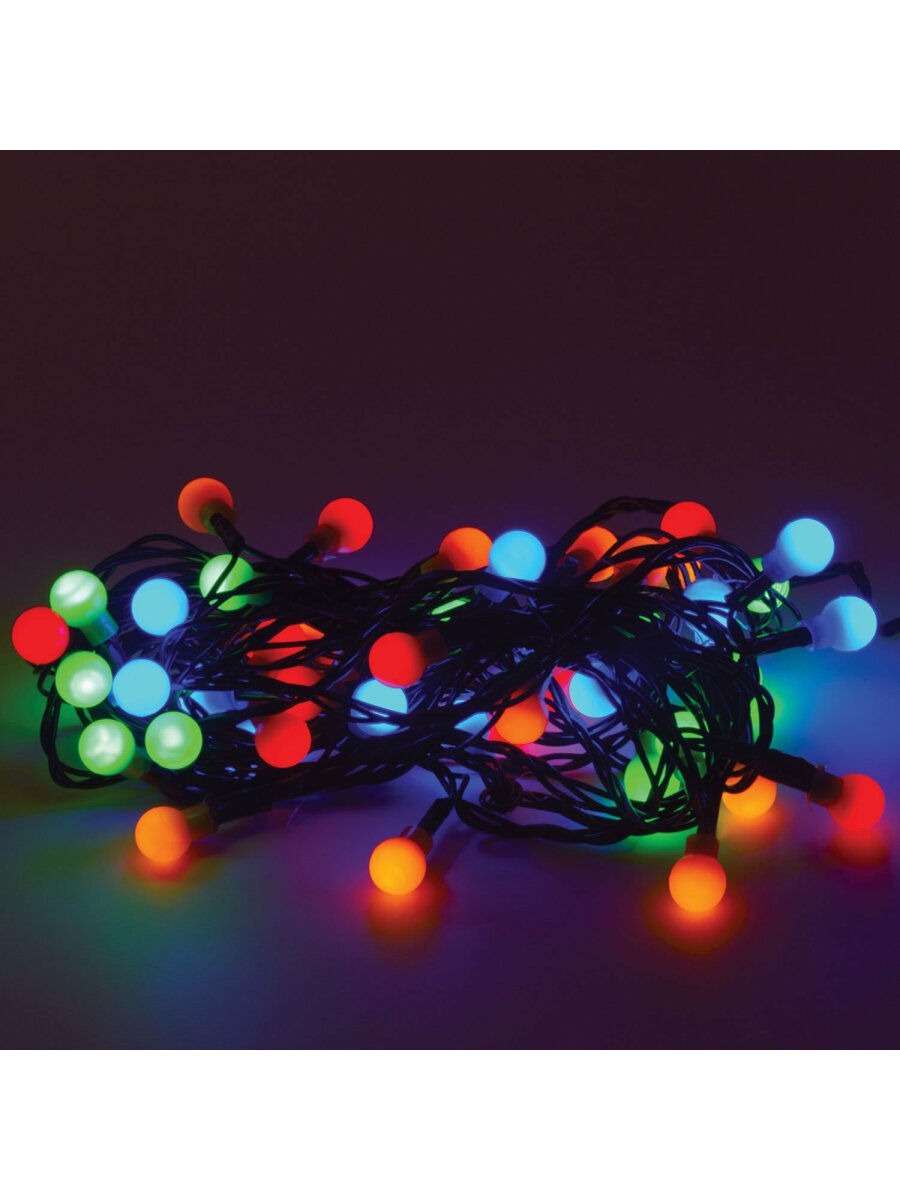 Световая гирлянда новогодняя Золотая сказка Шарики 591103 5 м разноцветный/RGB