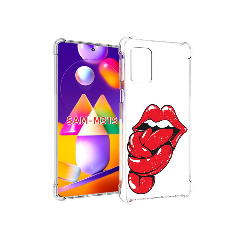 

Чехол MyPads Tocco для Samsung Galaxy M31s яркие губы с языком (PT152186.489.705), Прозрачный, Tocco