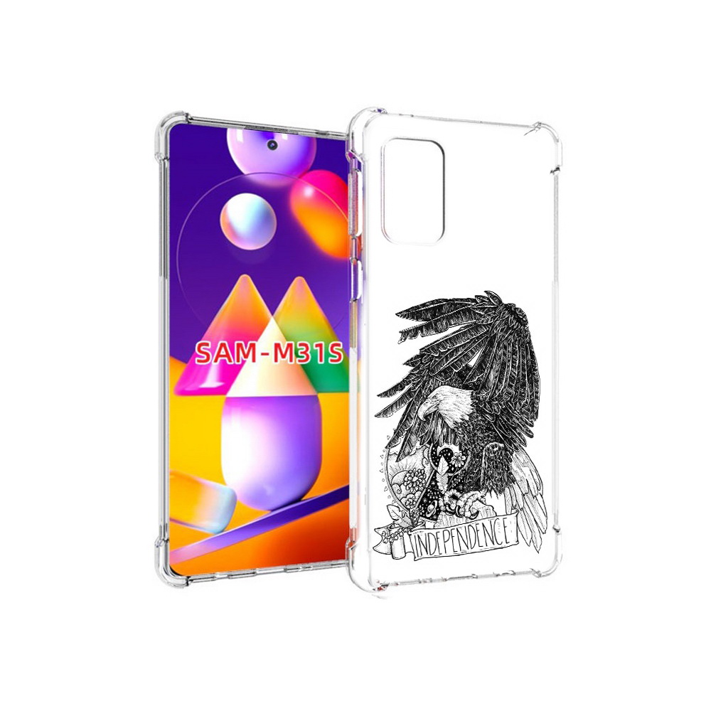 

Чехол MyPads Tocco для Samsung Galaxy M31s черно белый сокол (PT152186.489.688), Прозрачный, Tocco