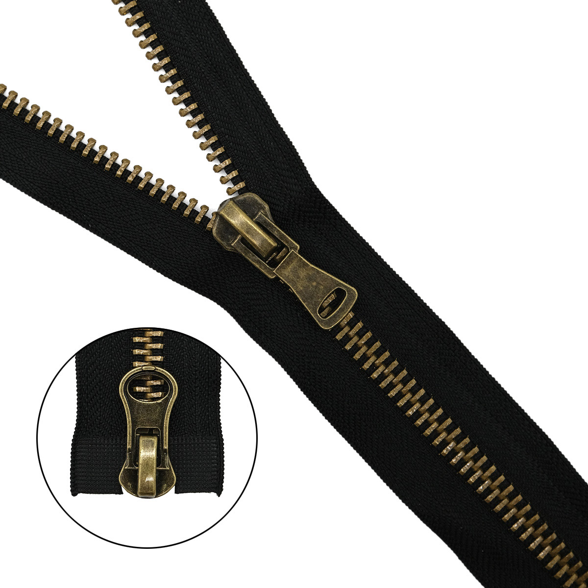 

Молния металл-антик, разъемная (2 замка, Т8) - 60см (580 черный), 5 шт