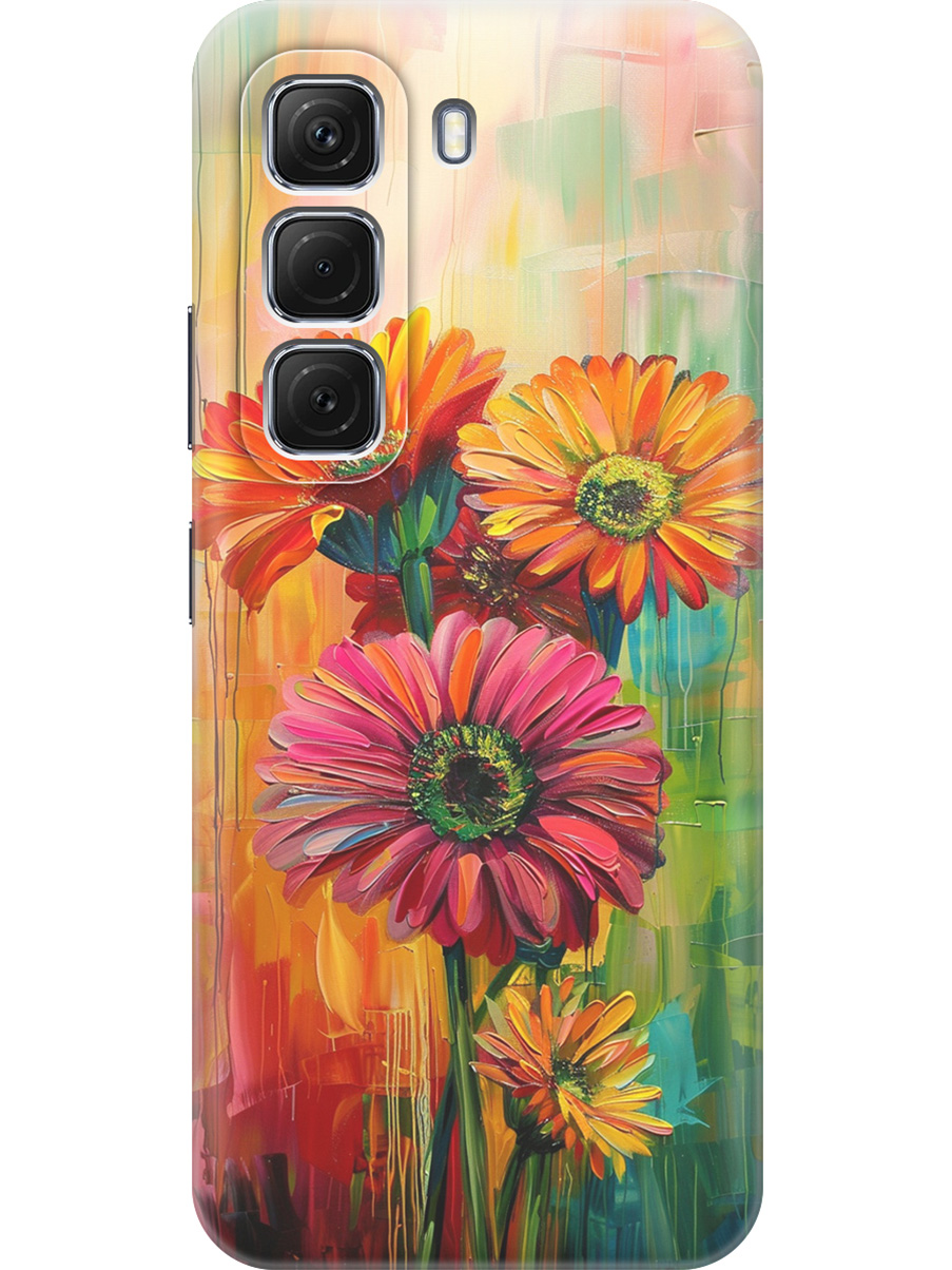 

Силиконовый чехол на Infinix Hot 50 4G с принтом "Герберы гуашью", Прозрачный;зеленый;красный, 786718722