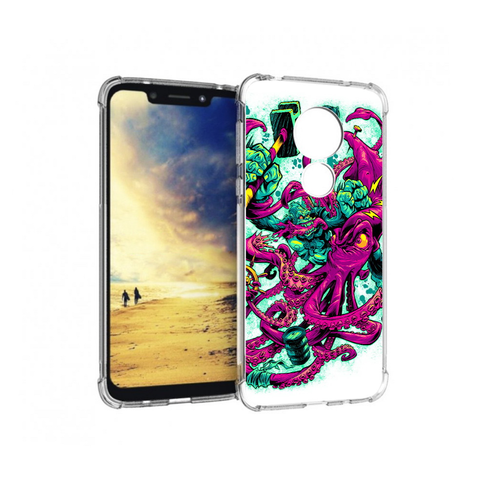 

Чехол MyPads Tocco для Motorola G7 Power фиолетовый кракен (PT227059.362.657), Прозрачный, Tocco