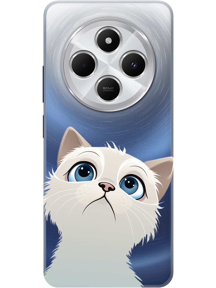 

Силиконовый чехол на Xiaomi Redmi 14C / Poco C75 с принтом "Белый котик" прозрачный, Прозрачный;белый, 786715711