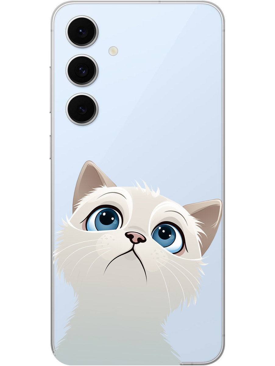 

Силиконовый чехол на Samsung Galaxy S24 FE с принтом "Белый котик" прозрачный, Прозрачный;белый, 786718111