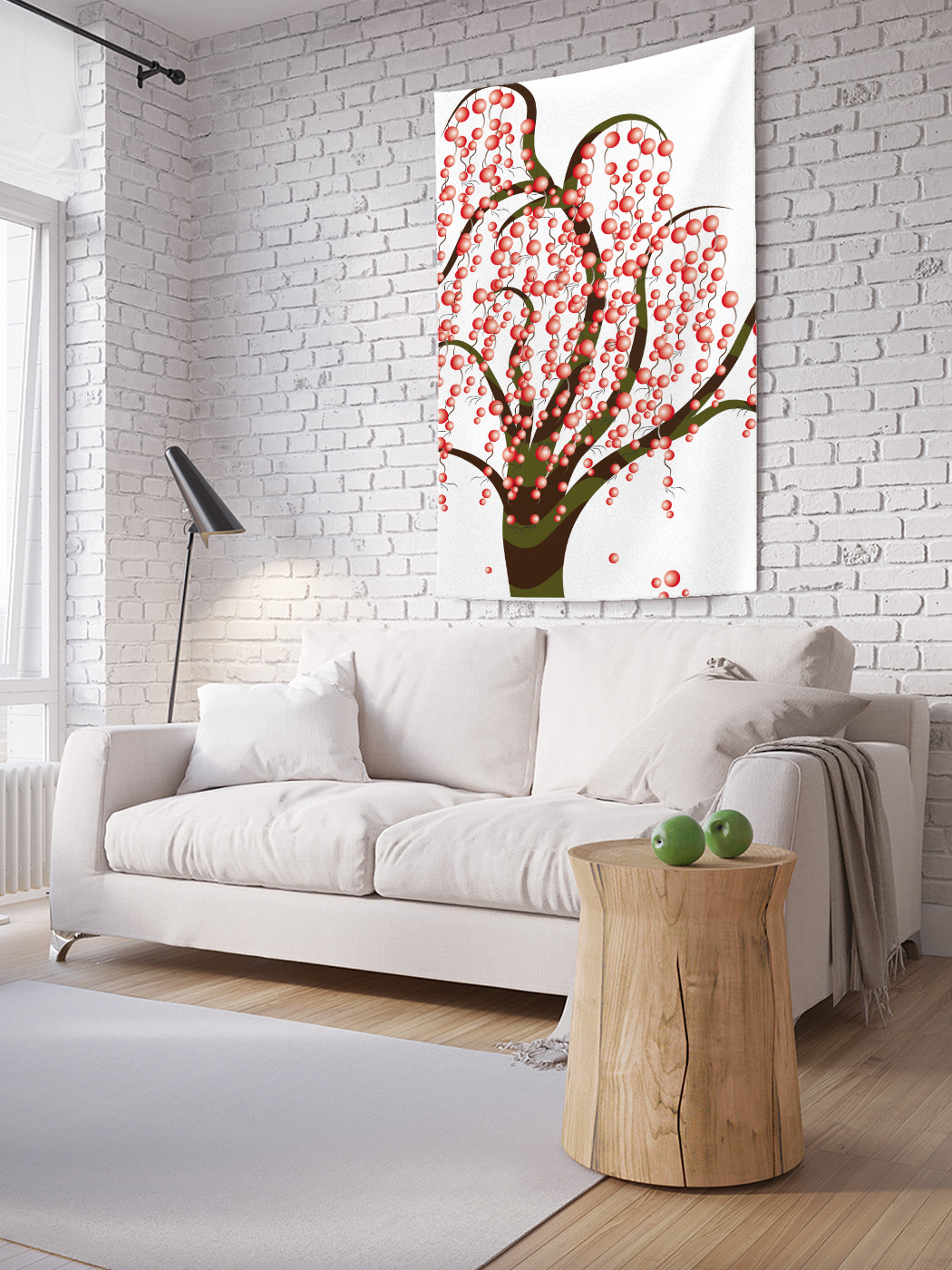 фото Вертикальное фотопанно на стену joyarty "цветочные гирлянды на дереве", 150x200 см