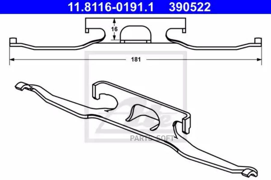 Скоба заднего тормозного суппорта mb 2/3/4t-sprinter/vw lt ii 28-46 95->2006 ate 11.8116-0