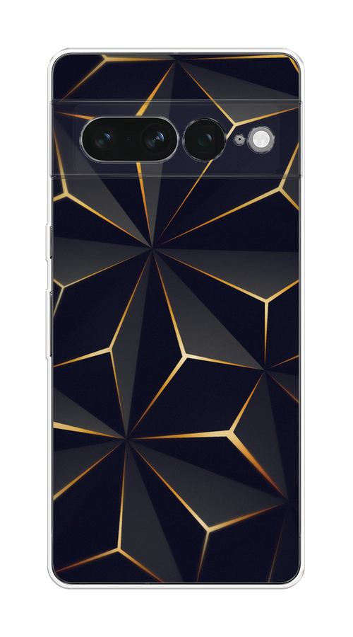 

Чехол на Google Pixel 7 Pro "Черные полигоны", Золотистый;черный, 271350-3