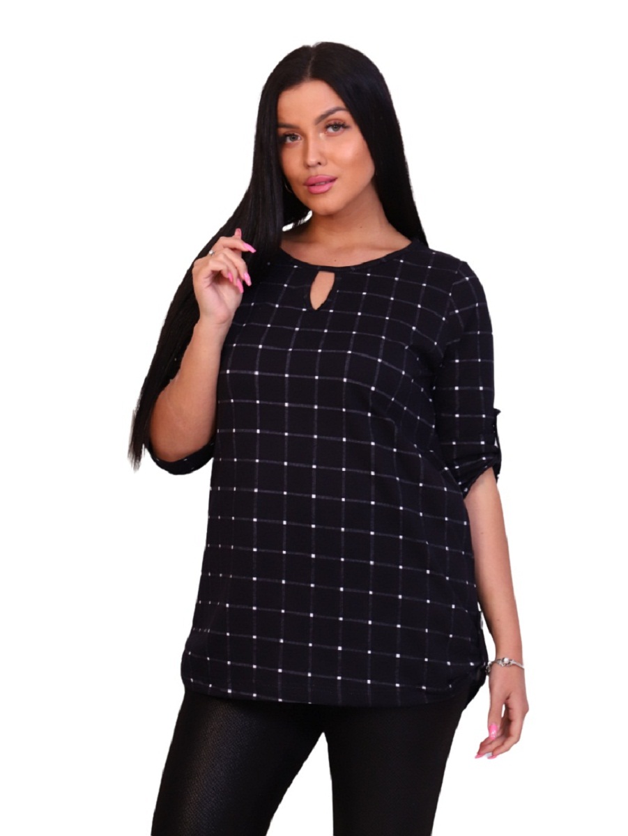 

Блуза женская New Life jersey 102-118 черная 50 RU, 102-118