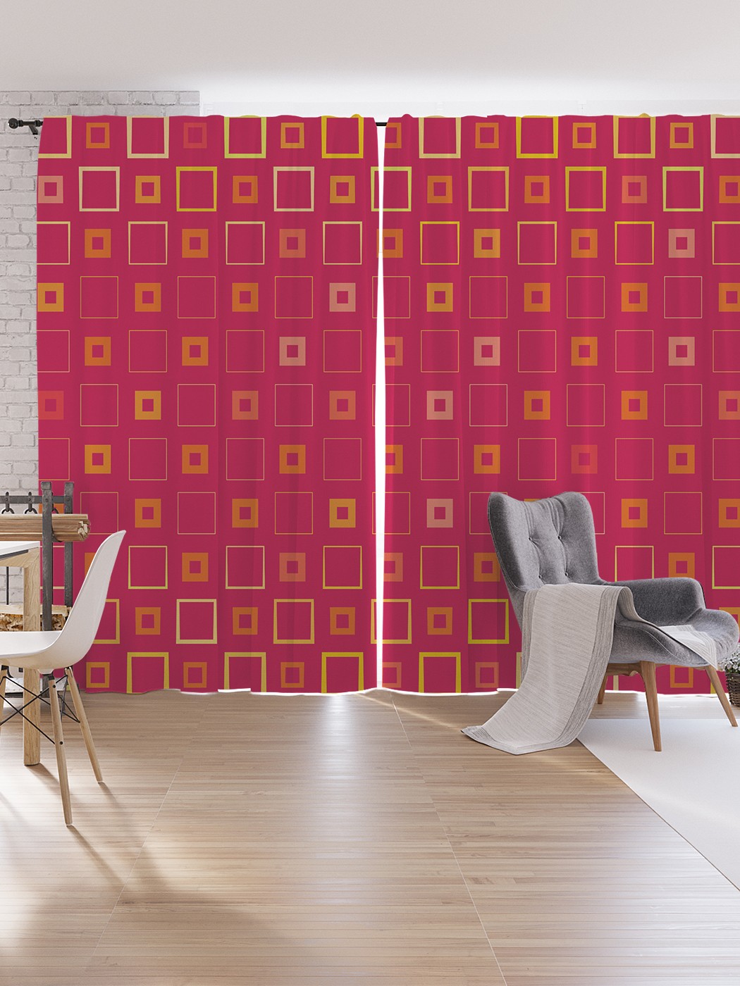 

Шторы под лён JoyArty "Затемнение квадратов", серия Oxford DeLux, 340х265 см, Затемнение квадратов