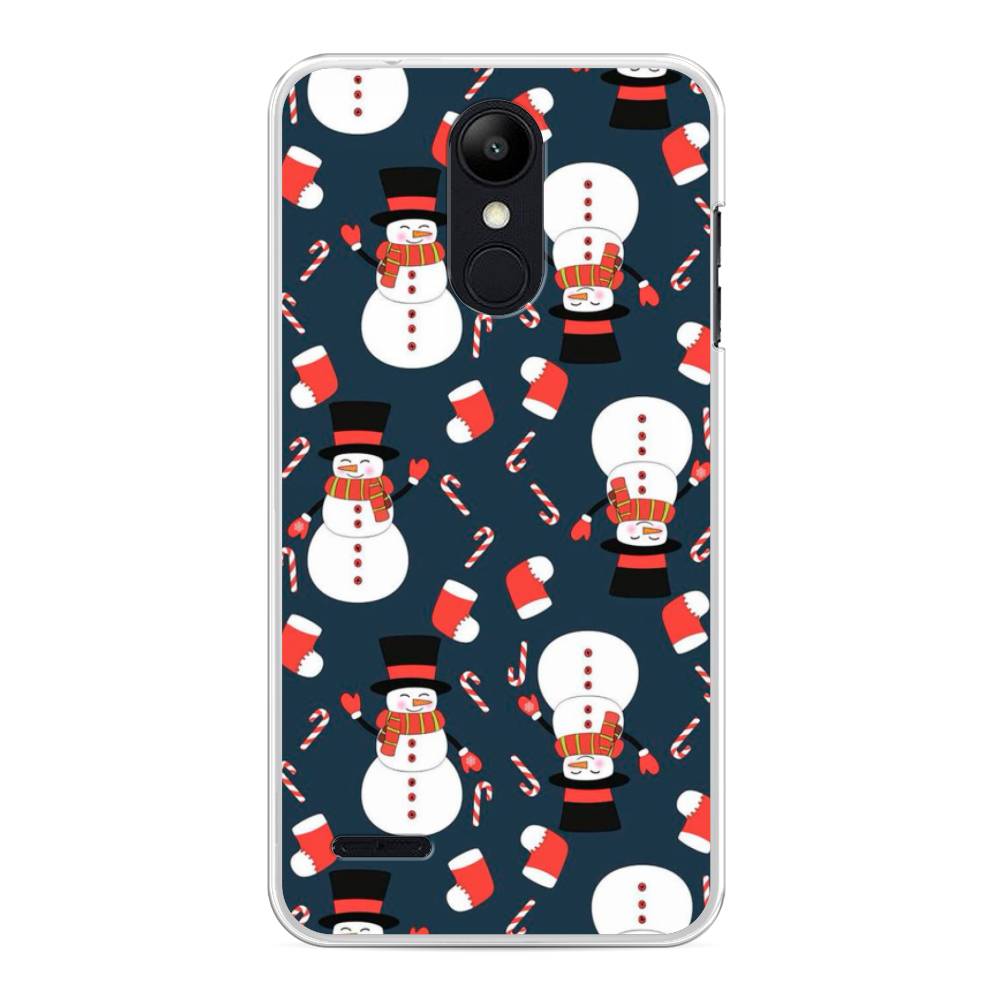 

Чехол на LG K8 "Синие снеговики", Синий;белый;красный, 83750-5