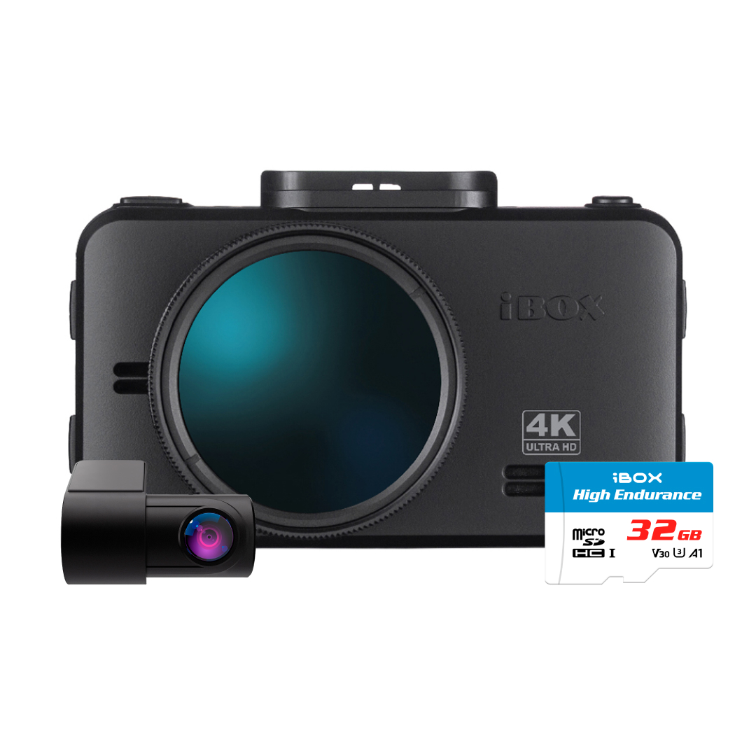 Видеорегистратор iBOX RoadScan 4K WiFi GPS Dual с базой камер + Внутрисалонная камера FHD4