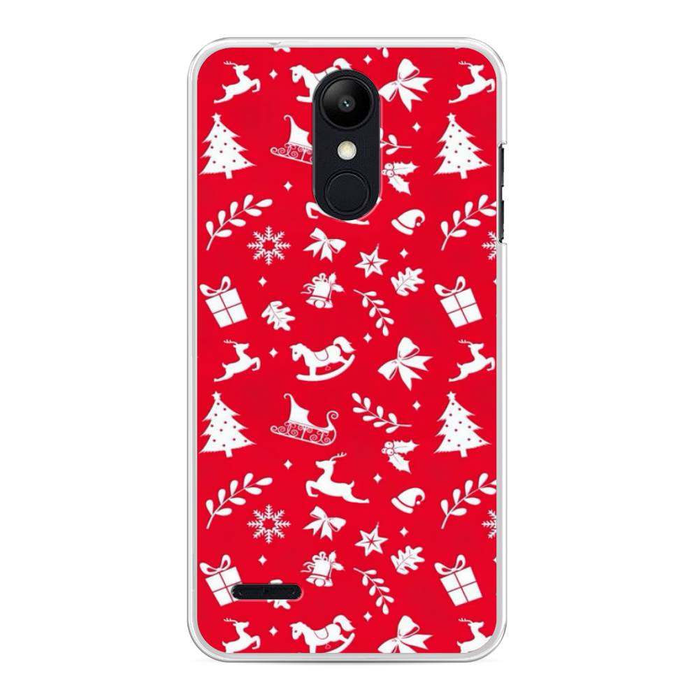 

Чехол на LG K8 "Красный новогодний фон", Красный;белый, 83750-5