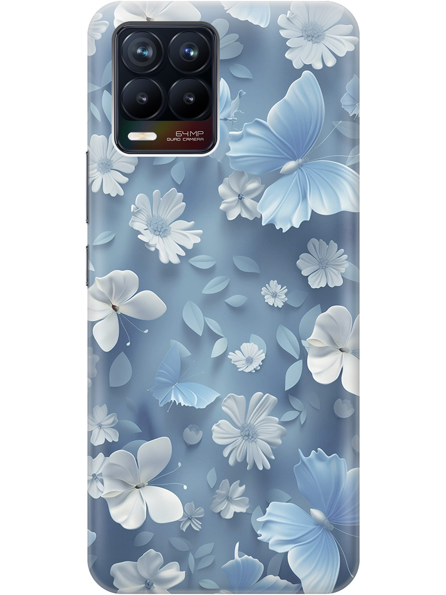 

Силиконовый чехол на Realme 8/8 Pro с принтом "Голубые бабочки", Прозрачный;белый;голубой, 732494010