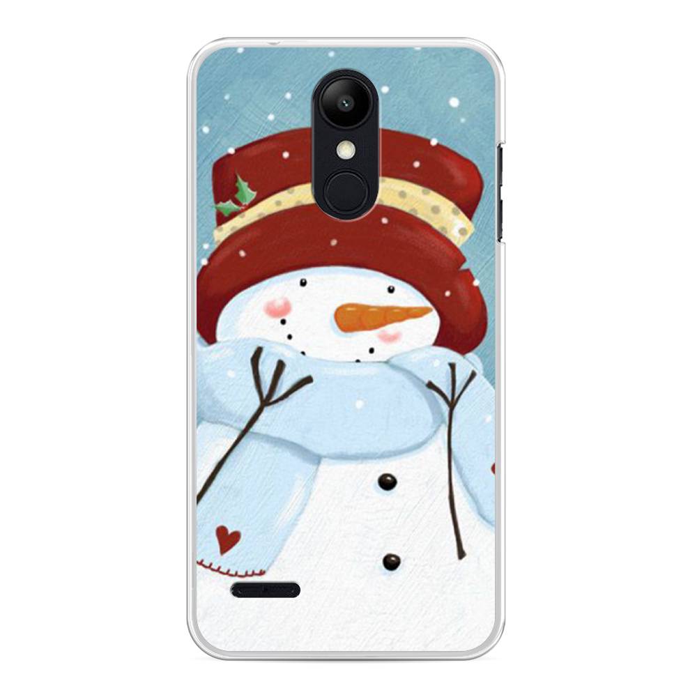 

Чехол на LG K8 "Застенчивый снеговик", Голубой;белый;красный, 83750-5