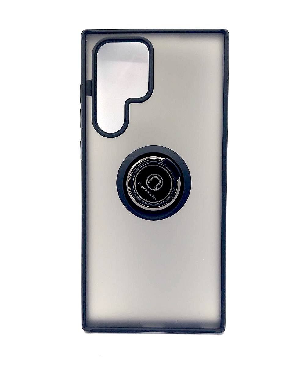 

Чехол на Samsung Galaxy S22 Ultra, с кольцом и магнитным держателем, чёрный, CN_61