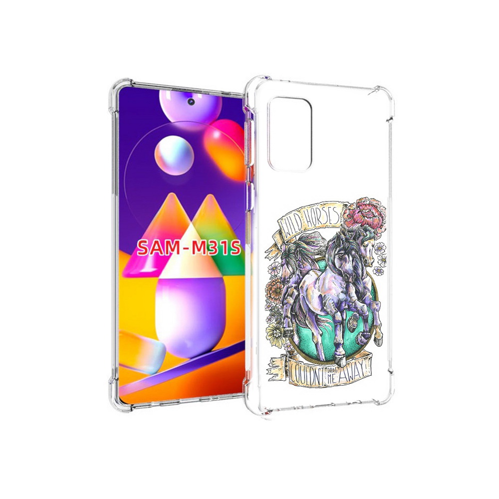 

Чехол MyPads Tocco для Samsung Galaxy M31s рисунок коней в цветах (PT152186.489.582), Прозрачный, Tocco