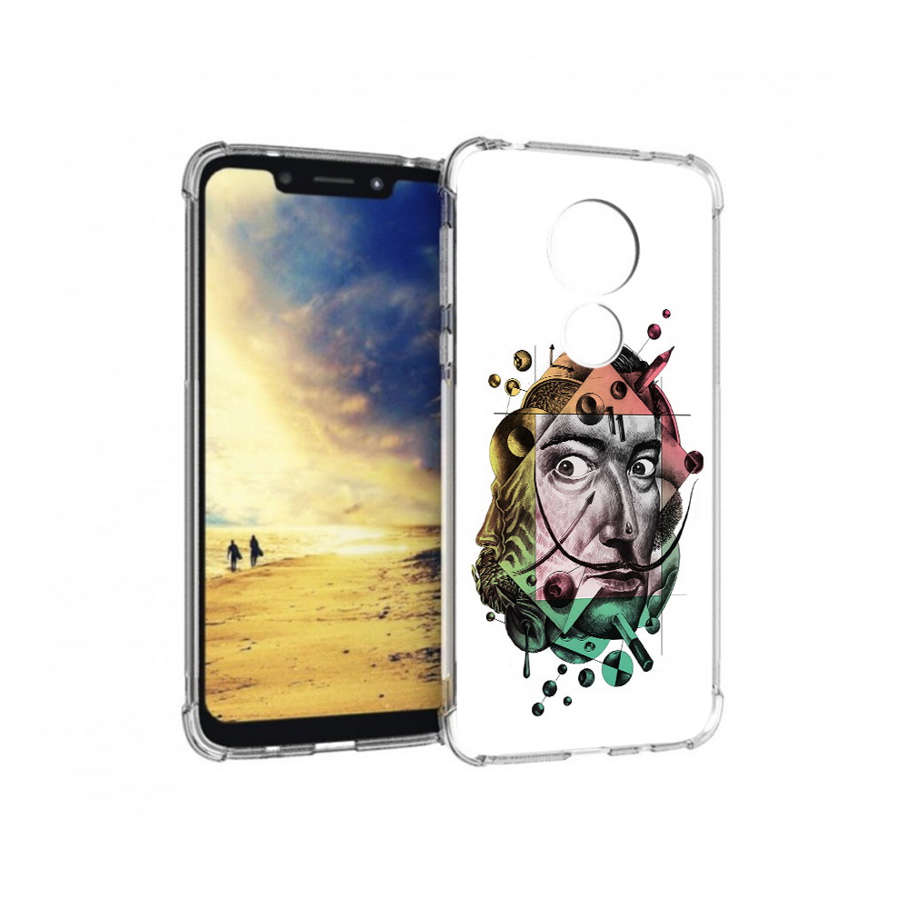 

Чехол MyPads Tocco для Motorola G7 Power разноцветное лицо абстракция (PT227059.362.570), Прозрачный, Tocco