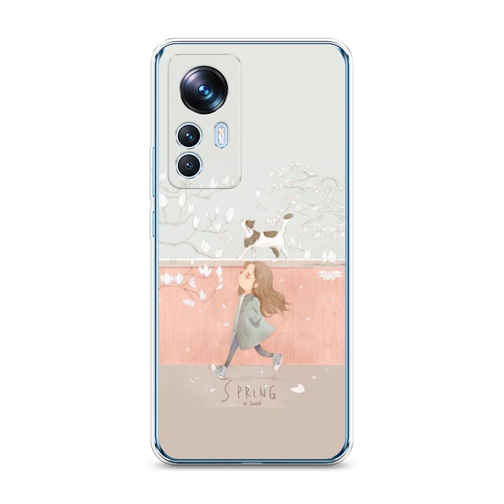 

Чехол Awog на Xiaomi 12T / Сяоми 12T "Девочка-весна", Серый;красный