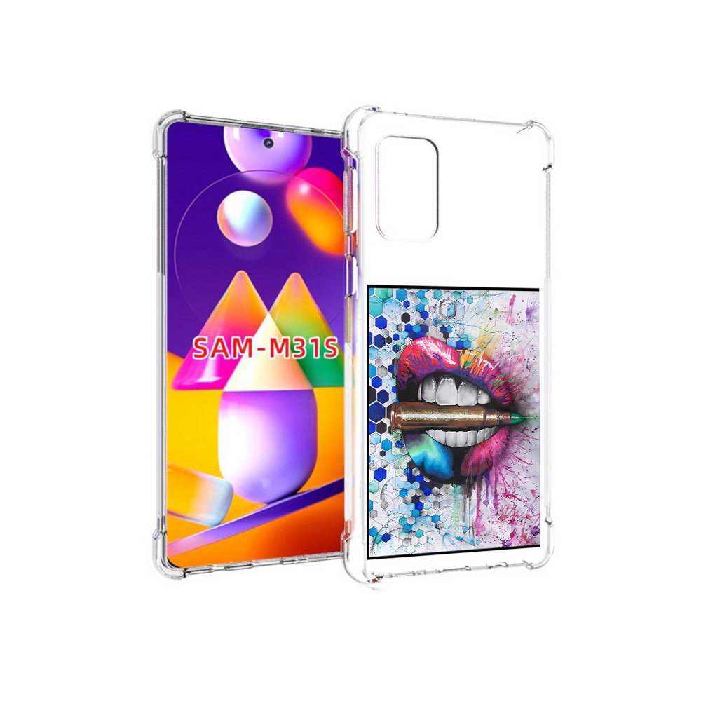 

Чехол MyPads Tocco для Samsung Galaxy M31s разноцветные губы с пулей (PT152186.489.571), Прозрачный, Tocco