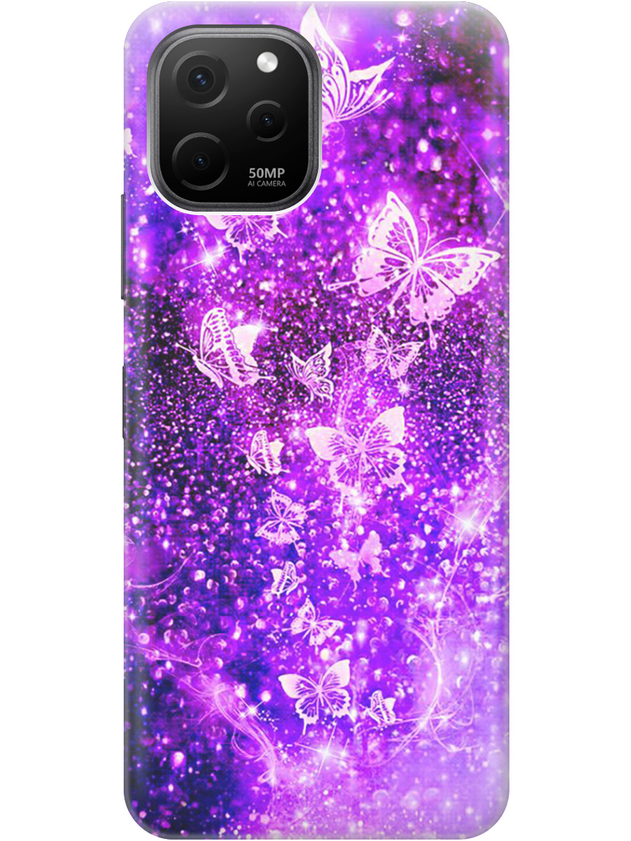 

Силиконовый чехол на Huawei nova Y61 с рисунком "Фиолетовые бабочки", Фиолетовый;черный, 20000447